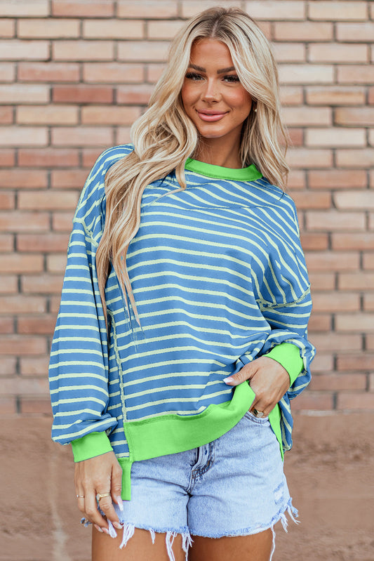 Blue Stripe Contrast Sweatshirt FB