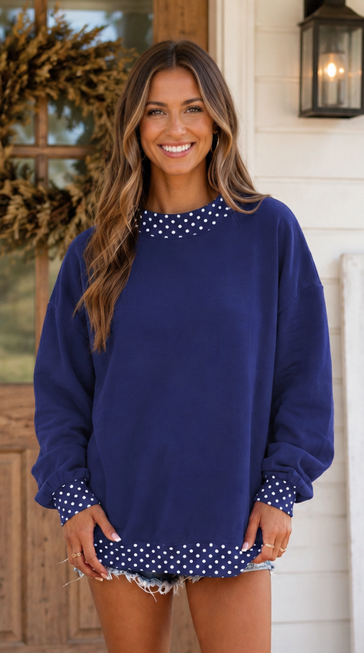 Polka Dot Trim Sweatshirt RTS