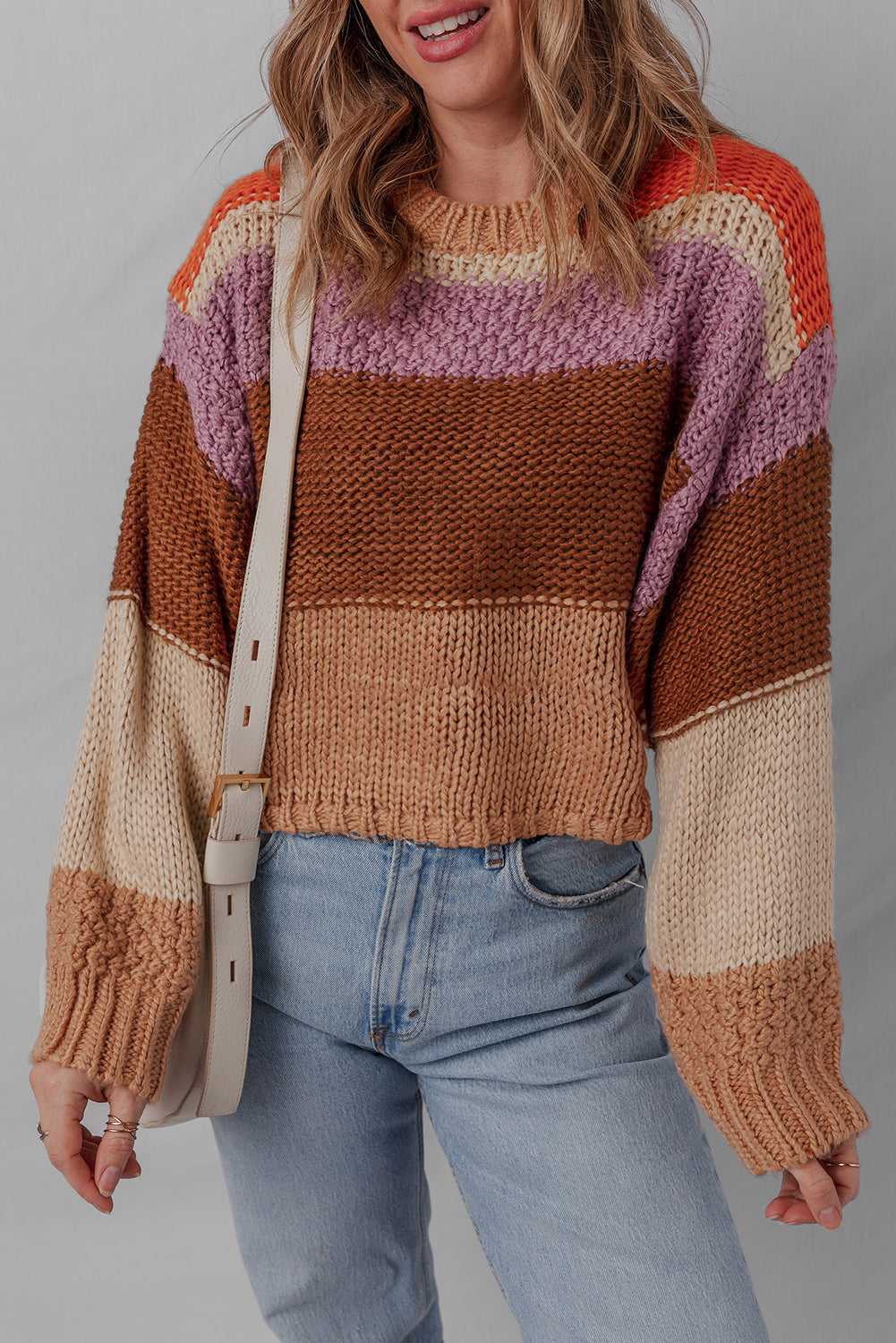 Colorful Cropped Knitted Sweater LT