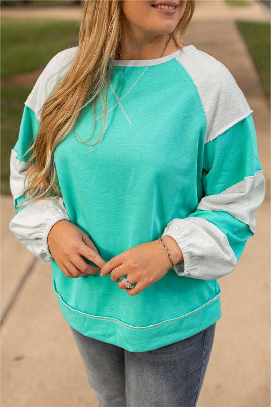 Blue Colorblock Plus Size Top FB