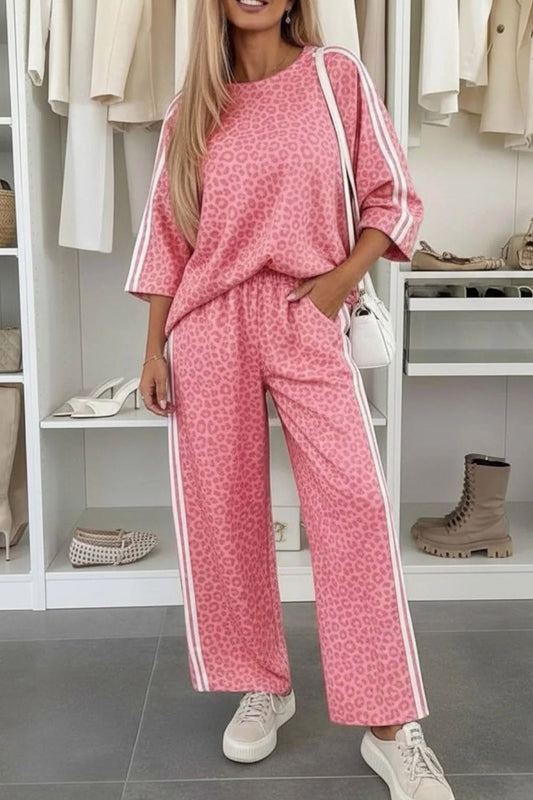 Leopard Varsity Stripe Pant Set RTS