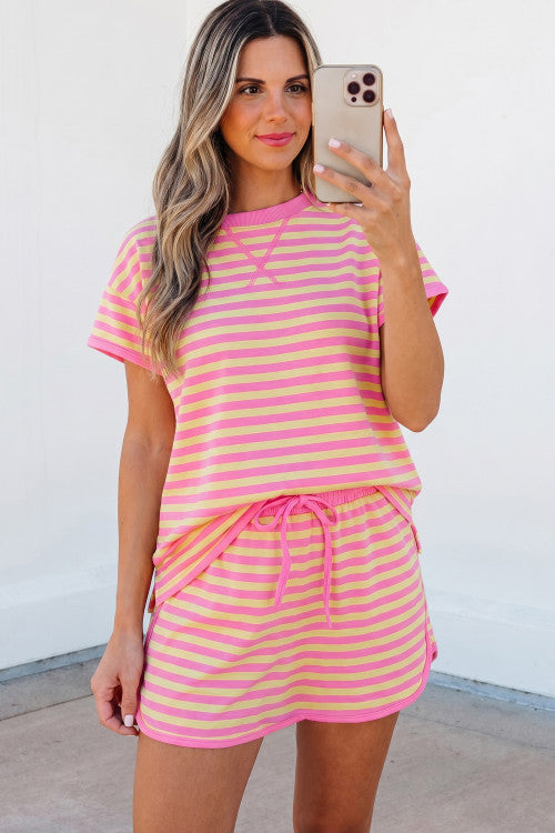Stripe Loose Top and Skort Set
