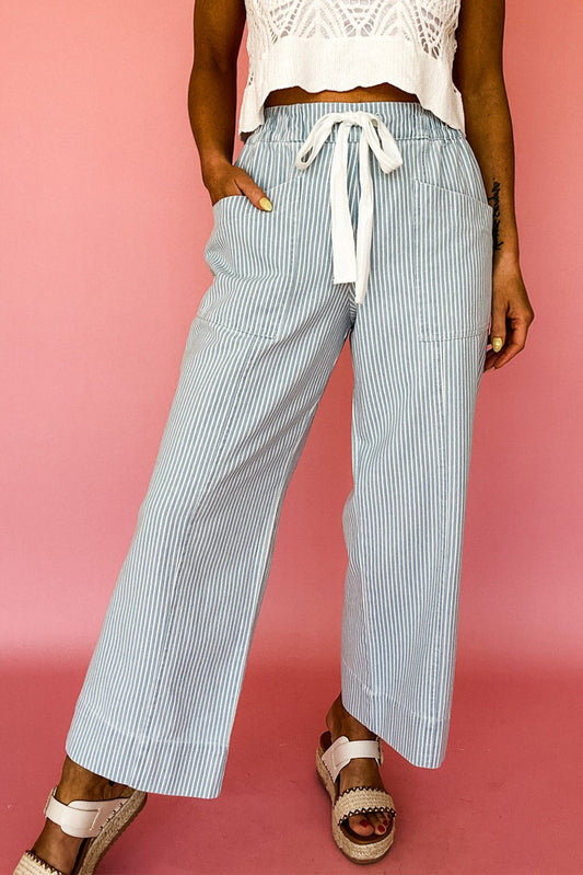 Blue Stripe Drawstring Jeans RTS