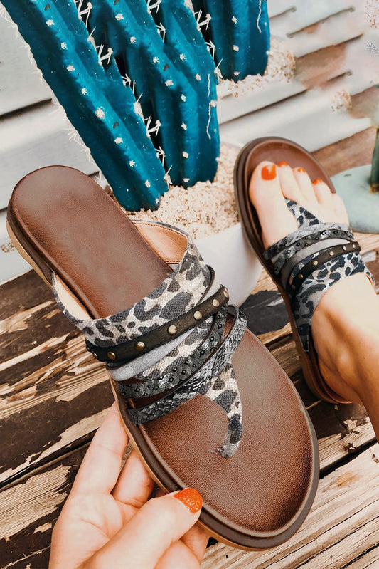 Leopard Studded Sandal RTS