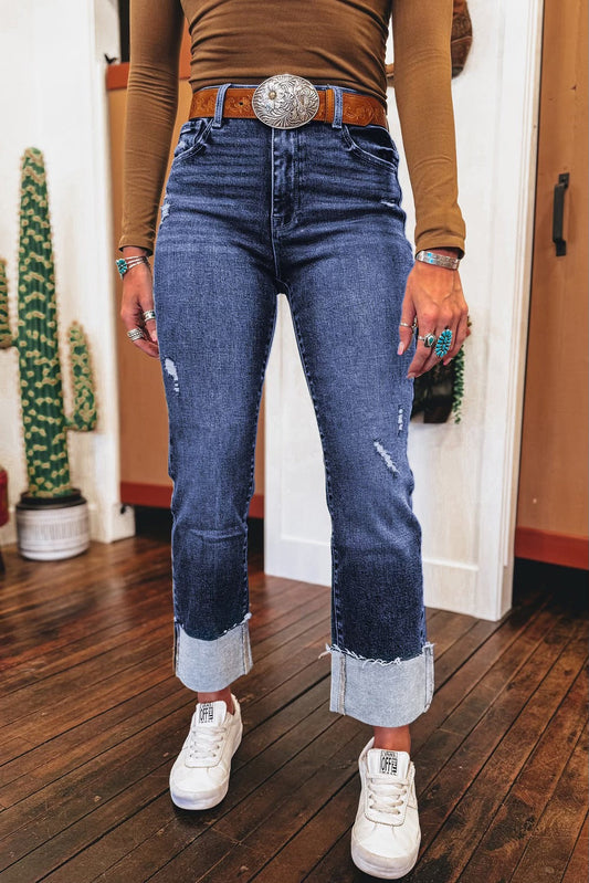 Folded Cuff Straight Jeans FB