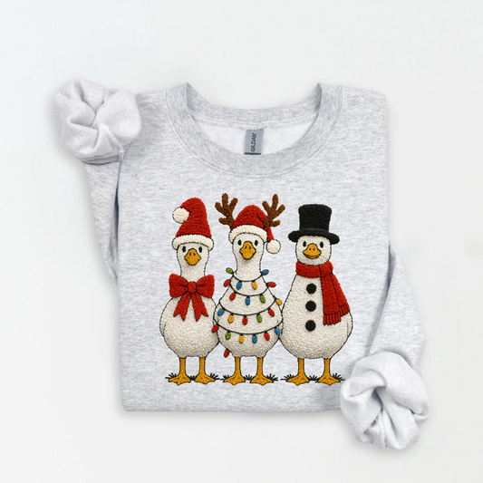 Faux Yarn Holiday Geese Sweatshirt.