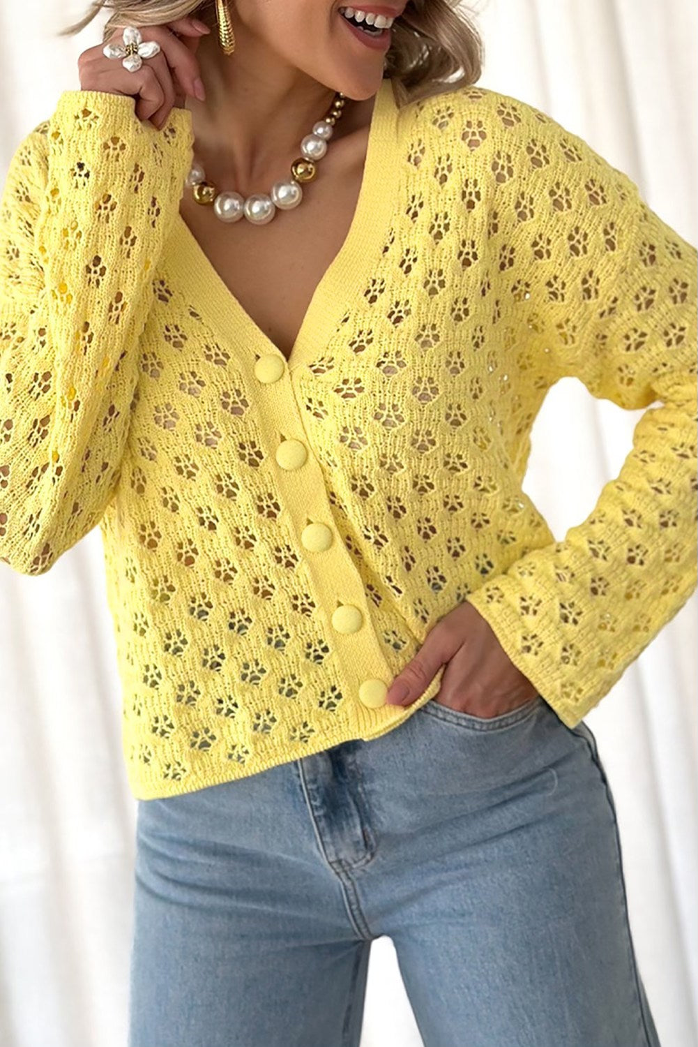 Yellow Knit Cardigan FB