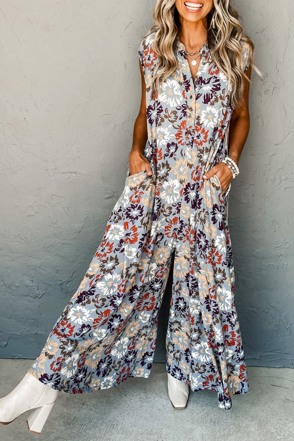 Sky Blue Floral Jumpsuit FB