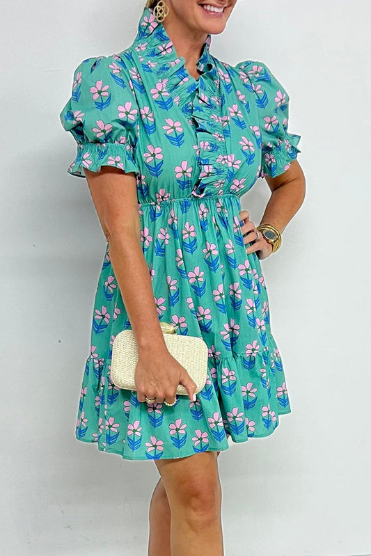 Green Floral Frilly Dress LT