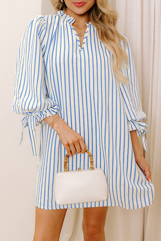 Blue Stripe Knotted Sleeve Dress July.
