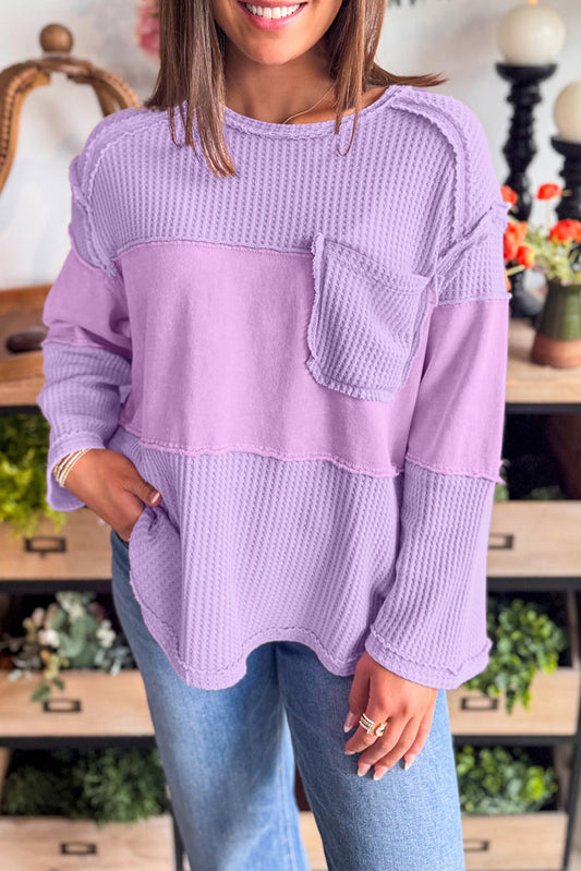 Purple Thermal Knit Textured Top FB