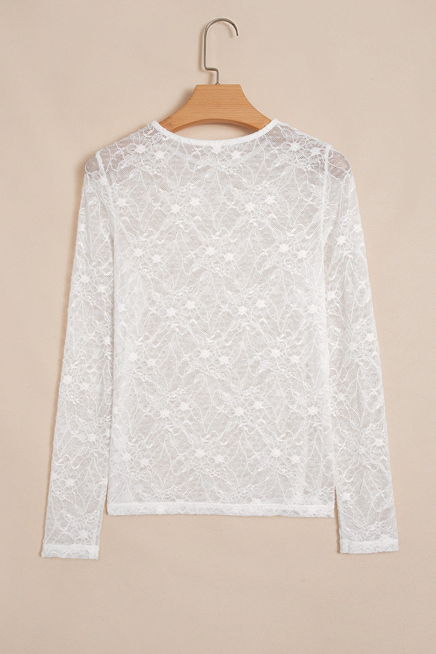 Beige Sheer Mesh Lace Top