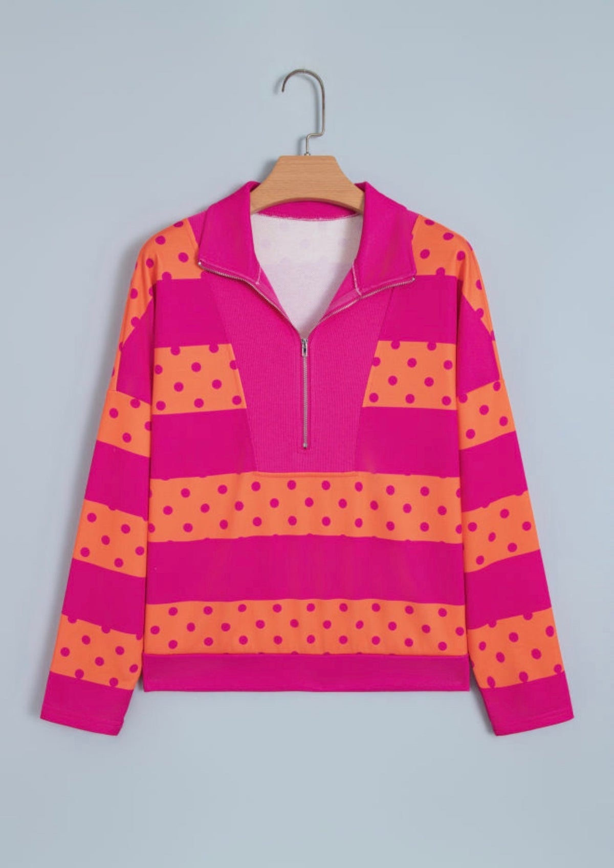 Stripe Polka Dot Quarter Zip