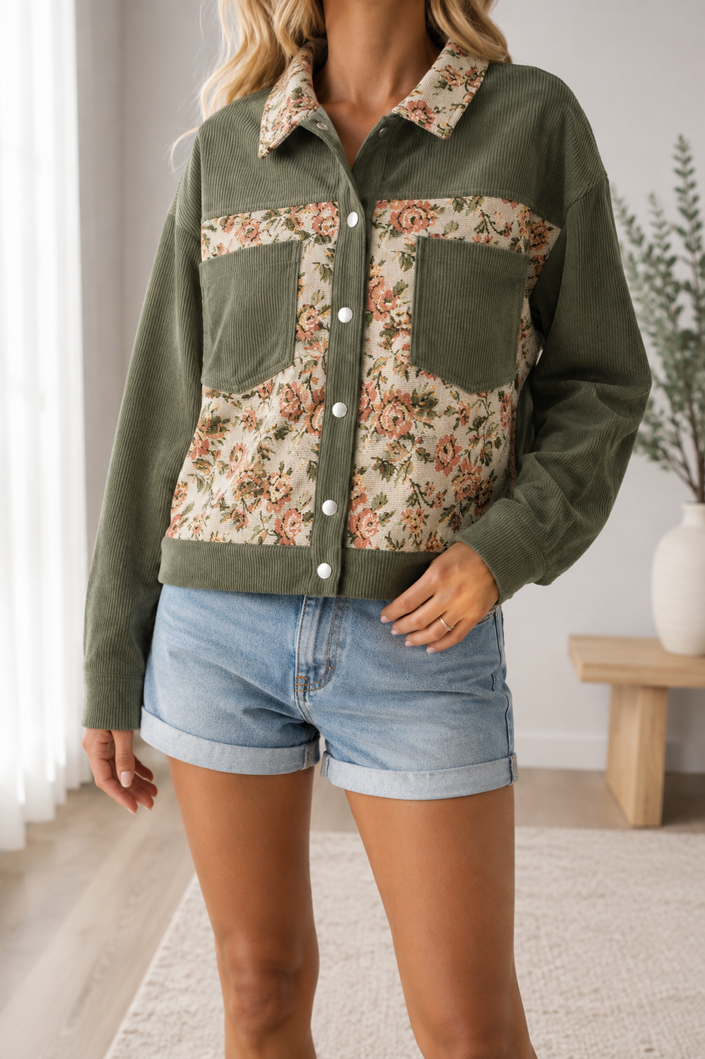 Floral Ribbed Retro Jacket