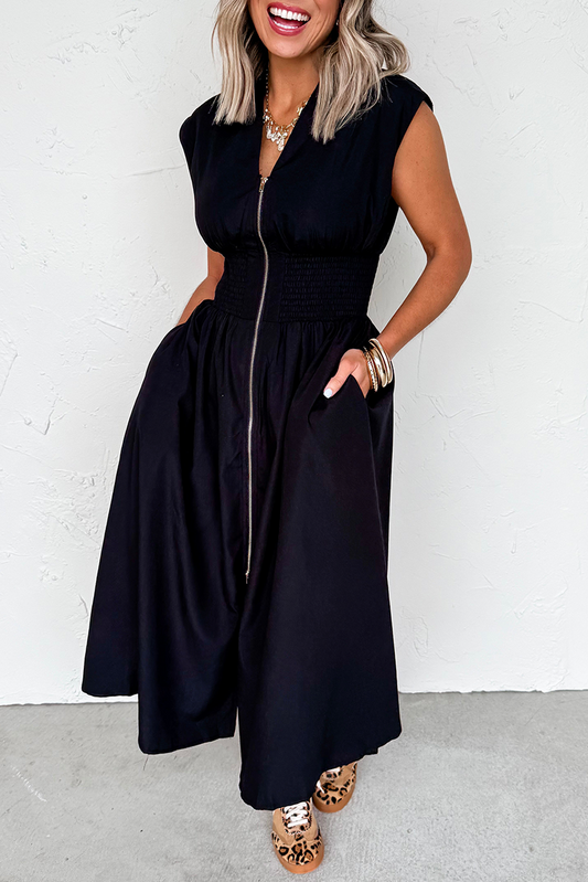 Black Shirred Maxi FB
