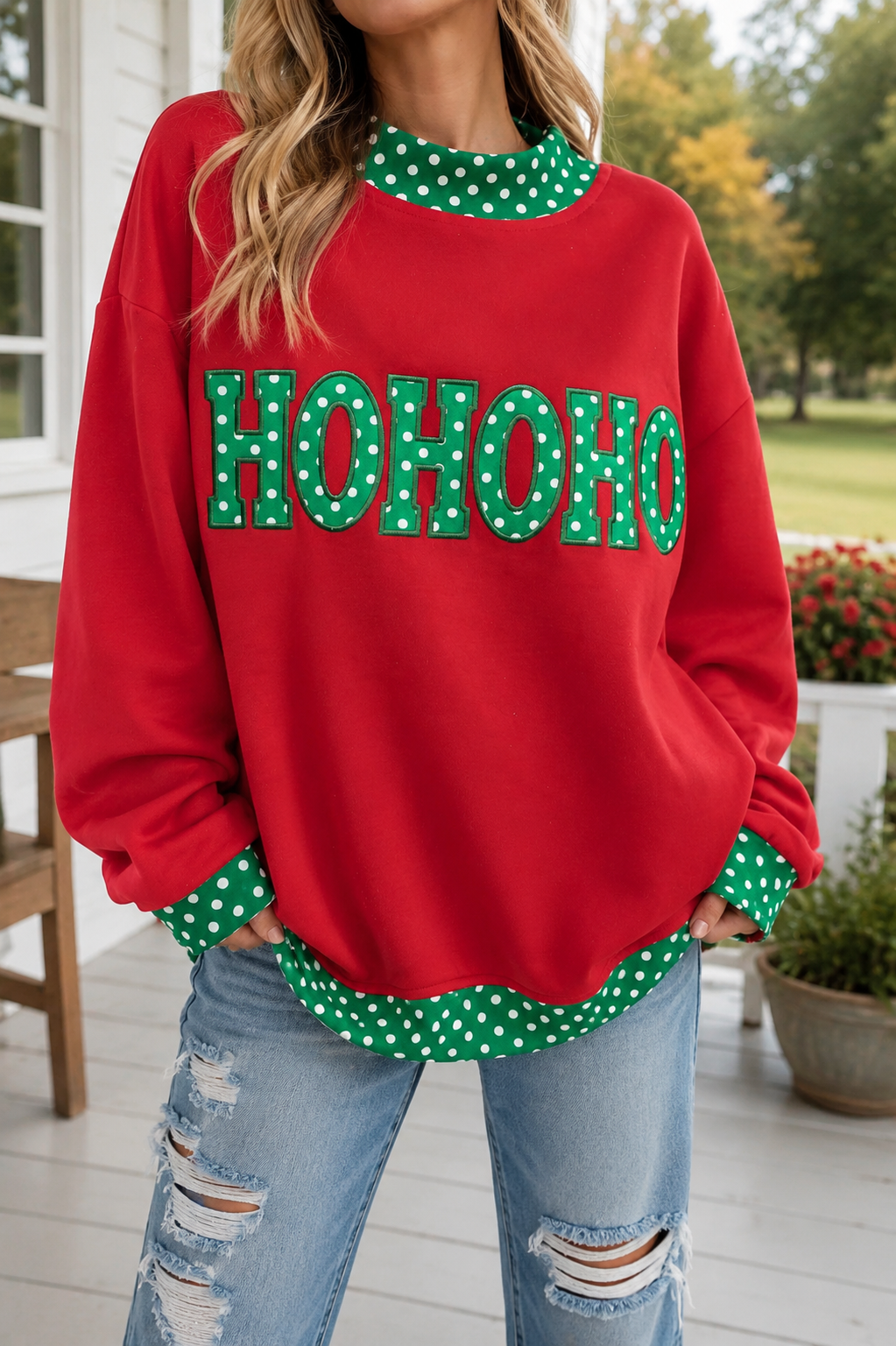 Polka Dot Slogan Sweatshirt