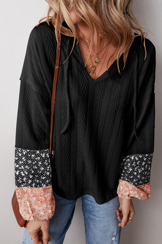 Black Floral Textured Blouse FB