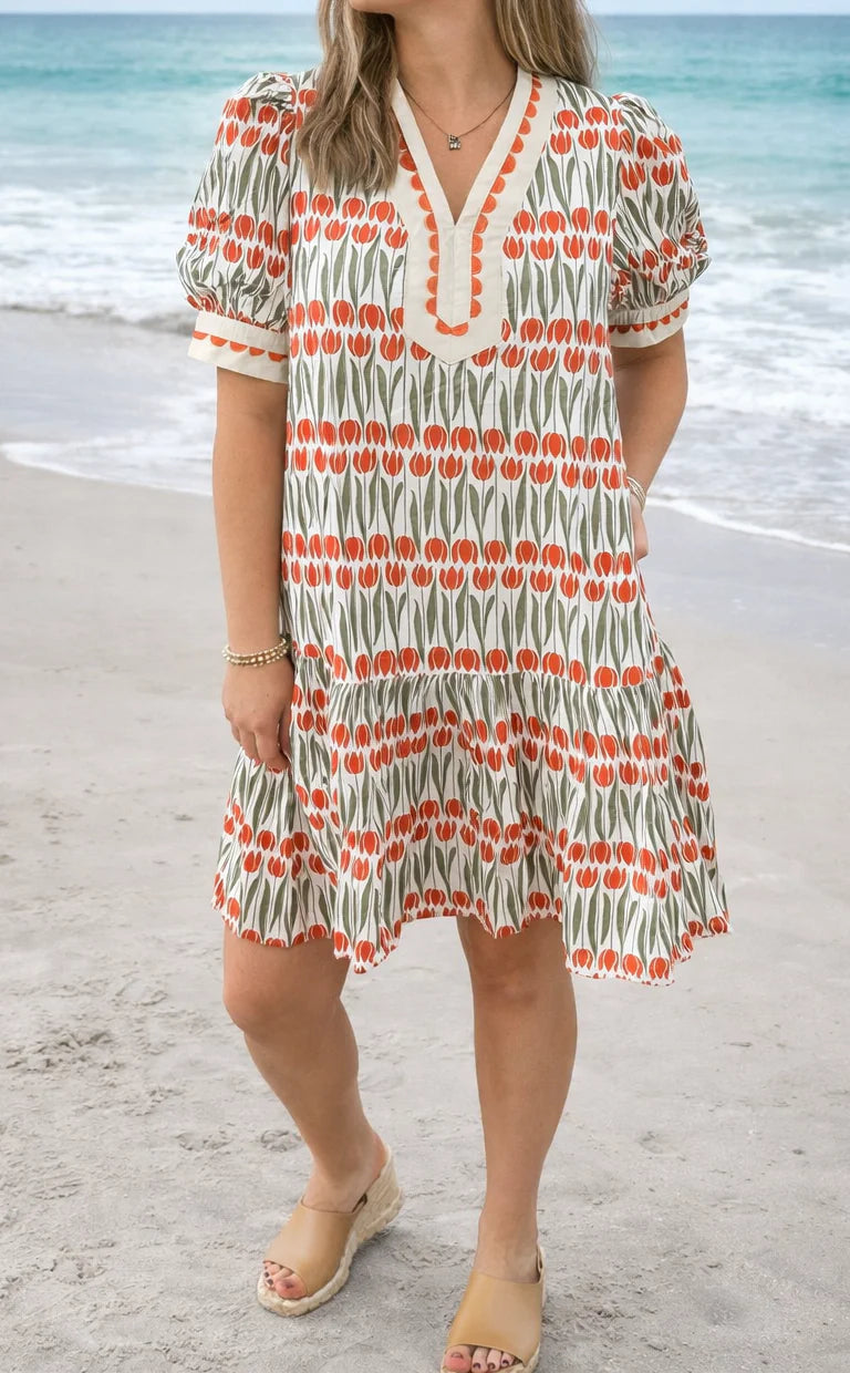 White Floral Mini Dress