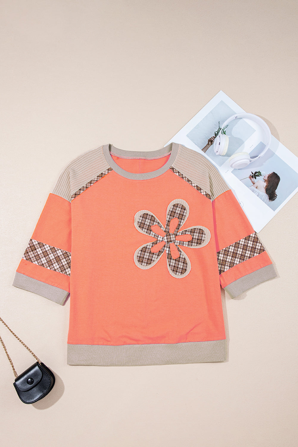 Orange Patchwork Flower Top LT