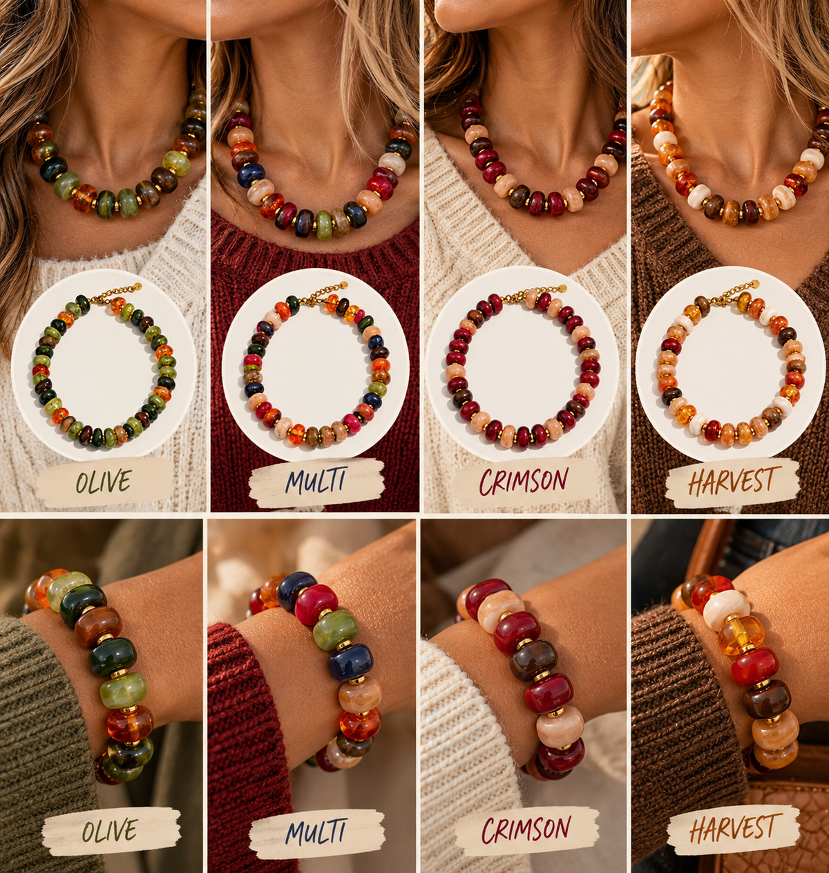 Fall Beaded Necklace & Bracelet