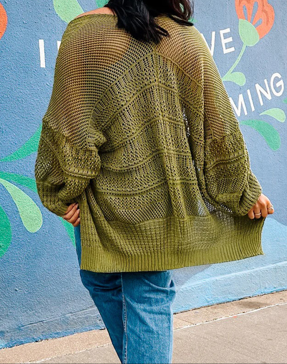 Green Crochet Knit Cardigan LT