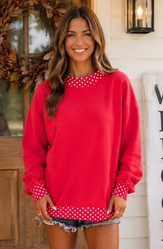 Polka Dot Trim Sweatshirt RTS