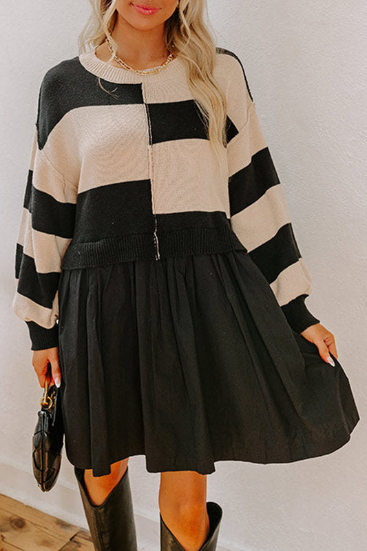 Black Stripe Sweater Dress FB