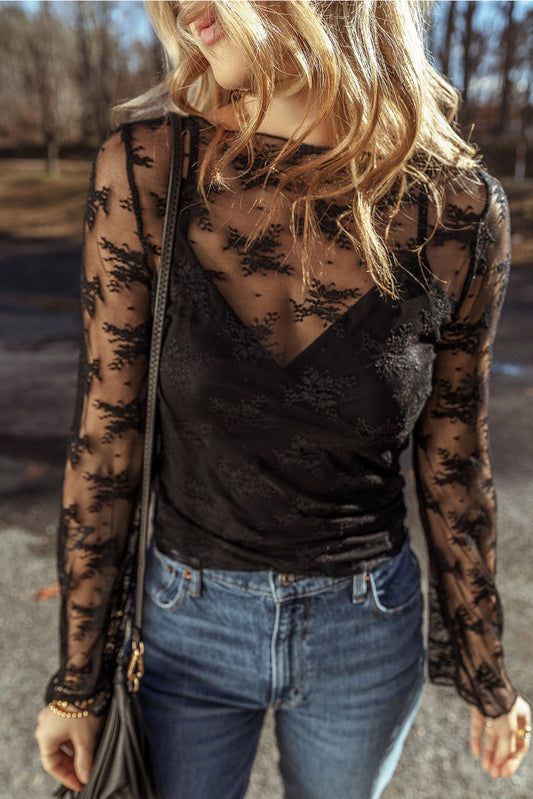 Lace Mesh Blouse *multiple colors* RTS