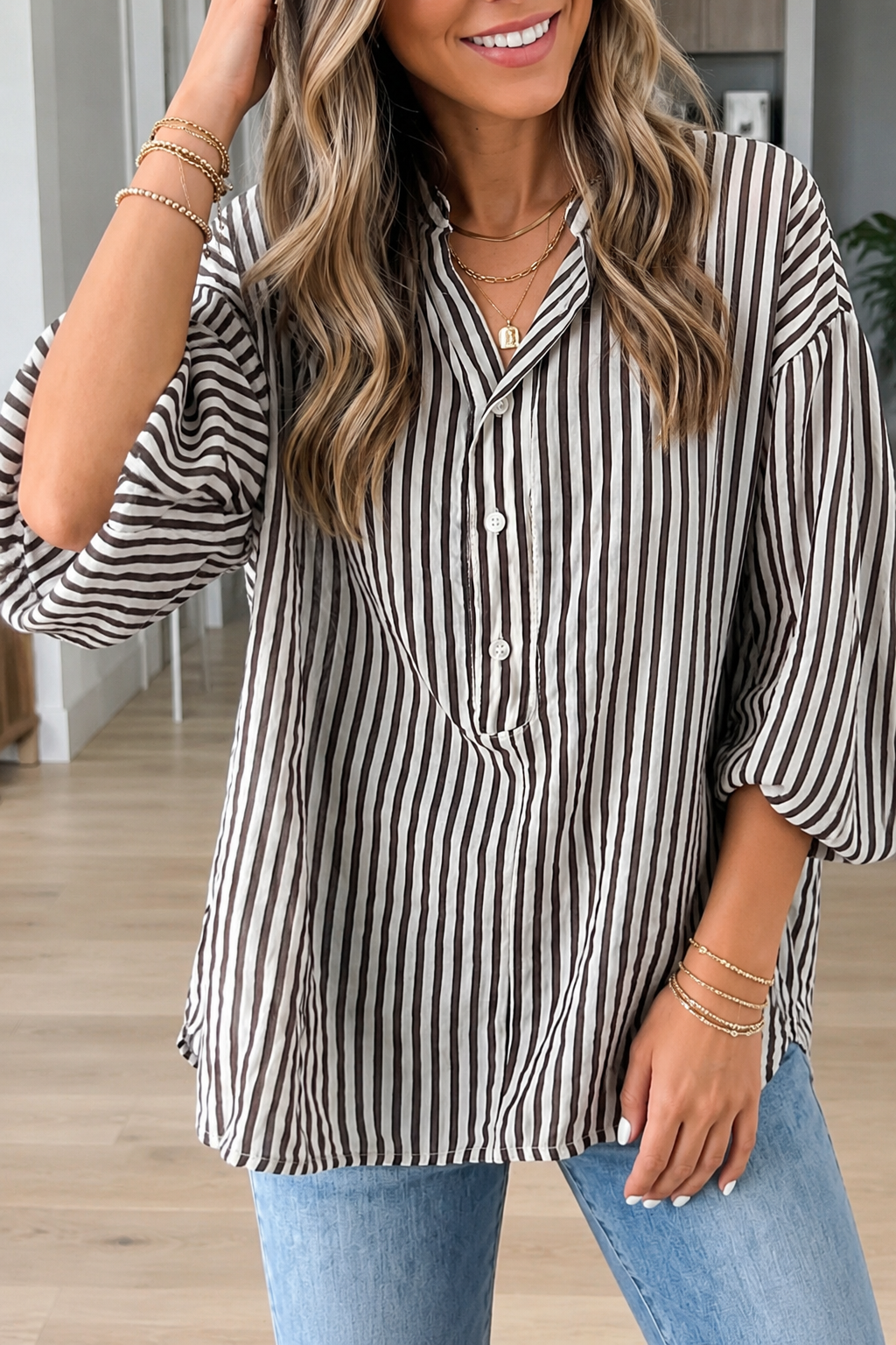 Black Striped Button Shirt