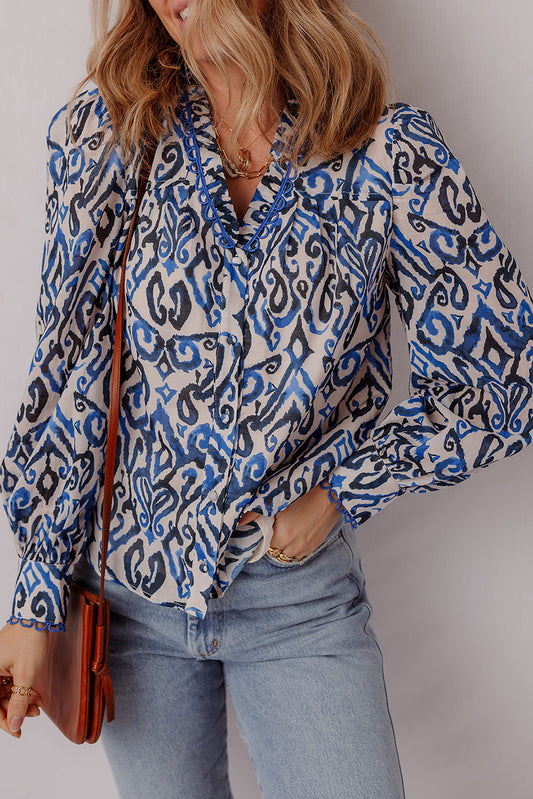 Blue Bohemian Embroidered Shirt FB