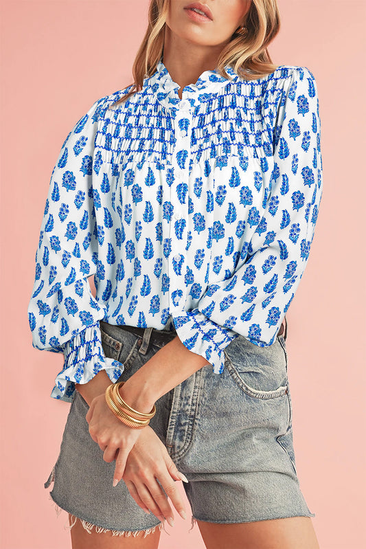 Blue Boho Floral Shirt FB