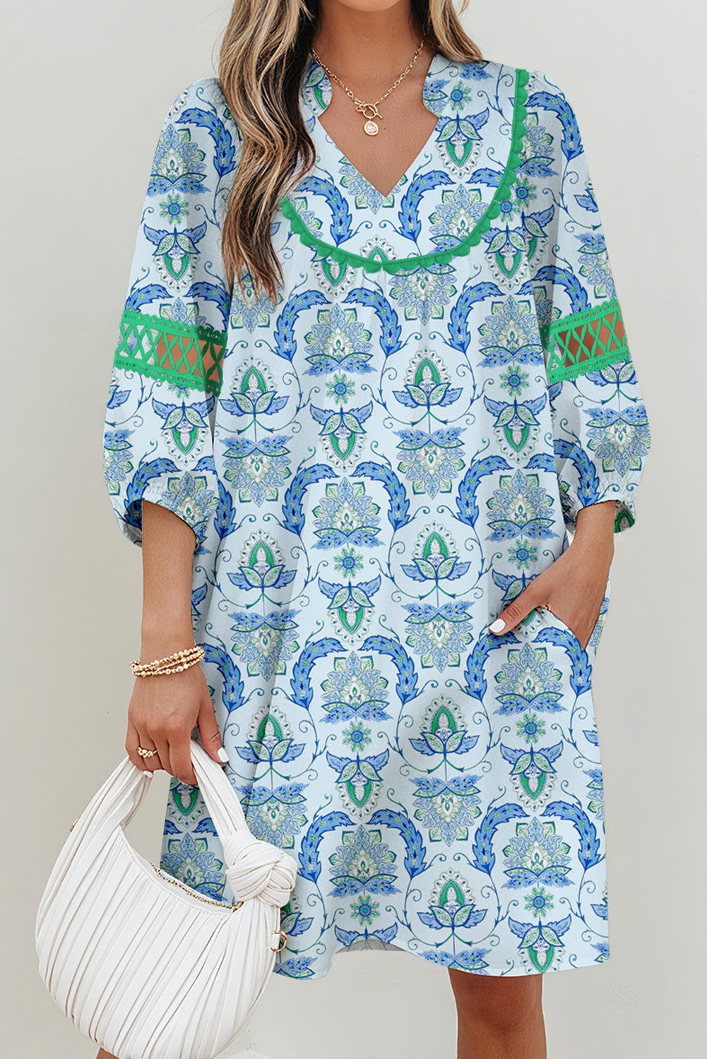 Blue Boho Paisley Dress February.