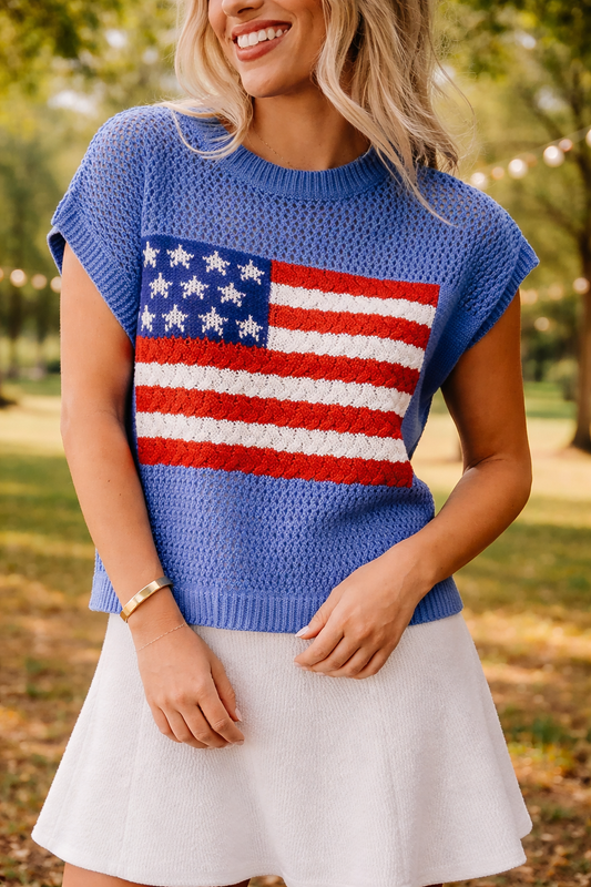 Blue Flag Sweater Top