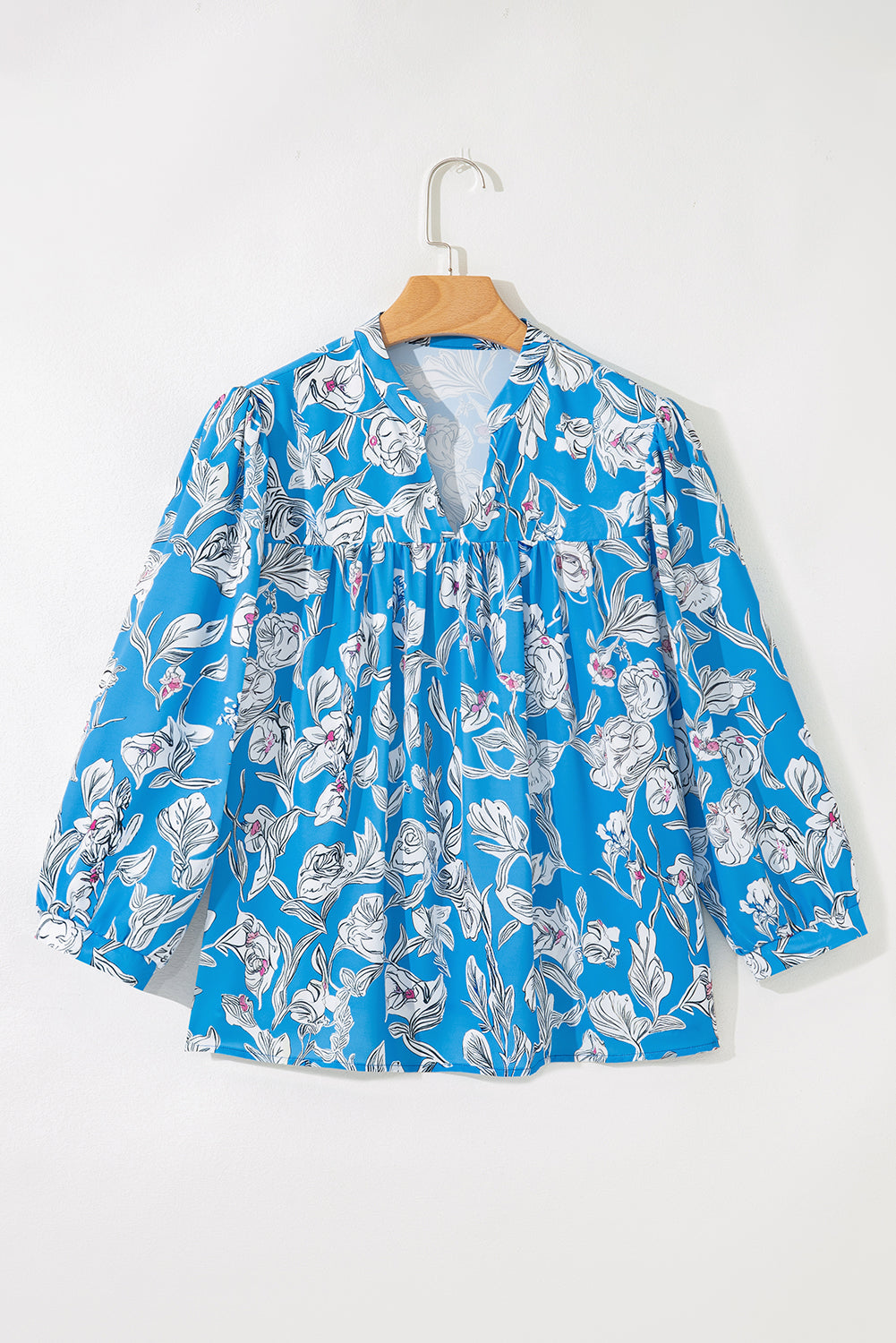 Blue Floral Fall Blouse LT