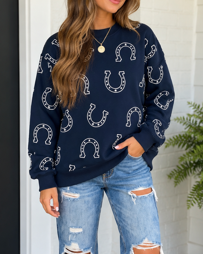 Blue Western Horseshoe Sweatshirt