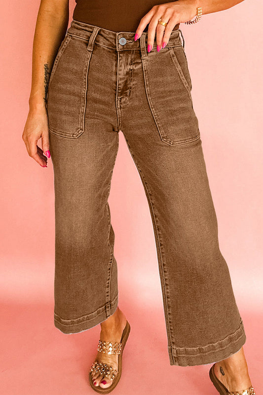 Brown Cropped Wide Leg Jeans RTS