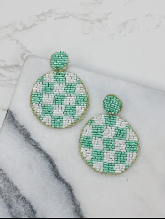 Mint checkered earrings
