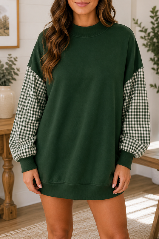 Plaid Sleeve Sweatshirt RTS