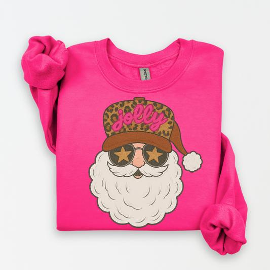 Santa--Cheetah Trucker Hat Sweatshirt.
