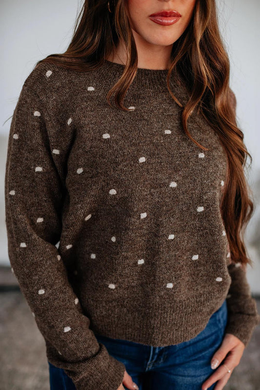 Dotted Ribbed Knit Sweater FB