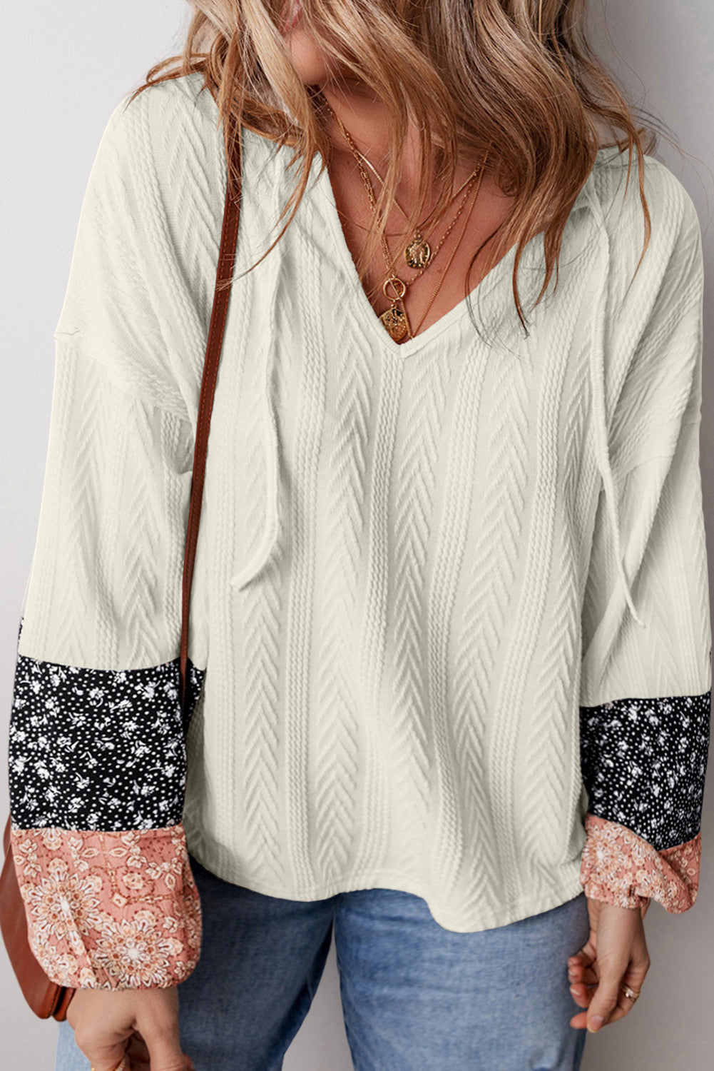 Floral Knit Drawstring Blouse November.