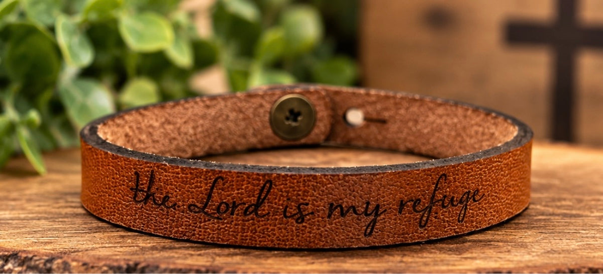 Religious Leather Bracelet