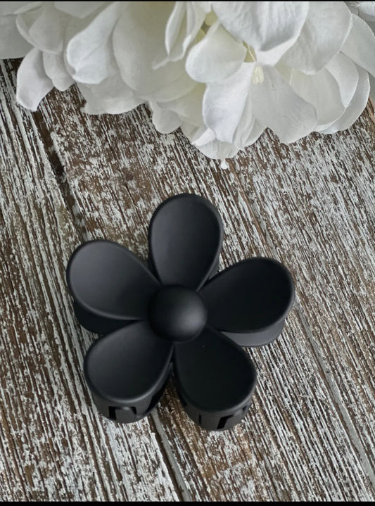 Black Flower Claw Clip