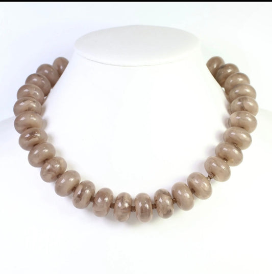 Taupe Beaded Necklace