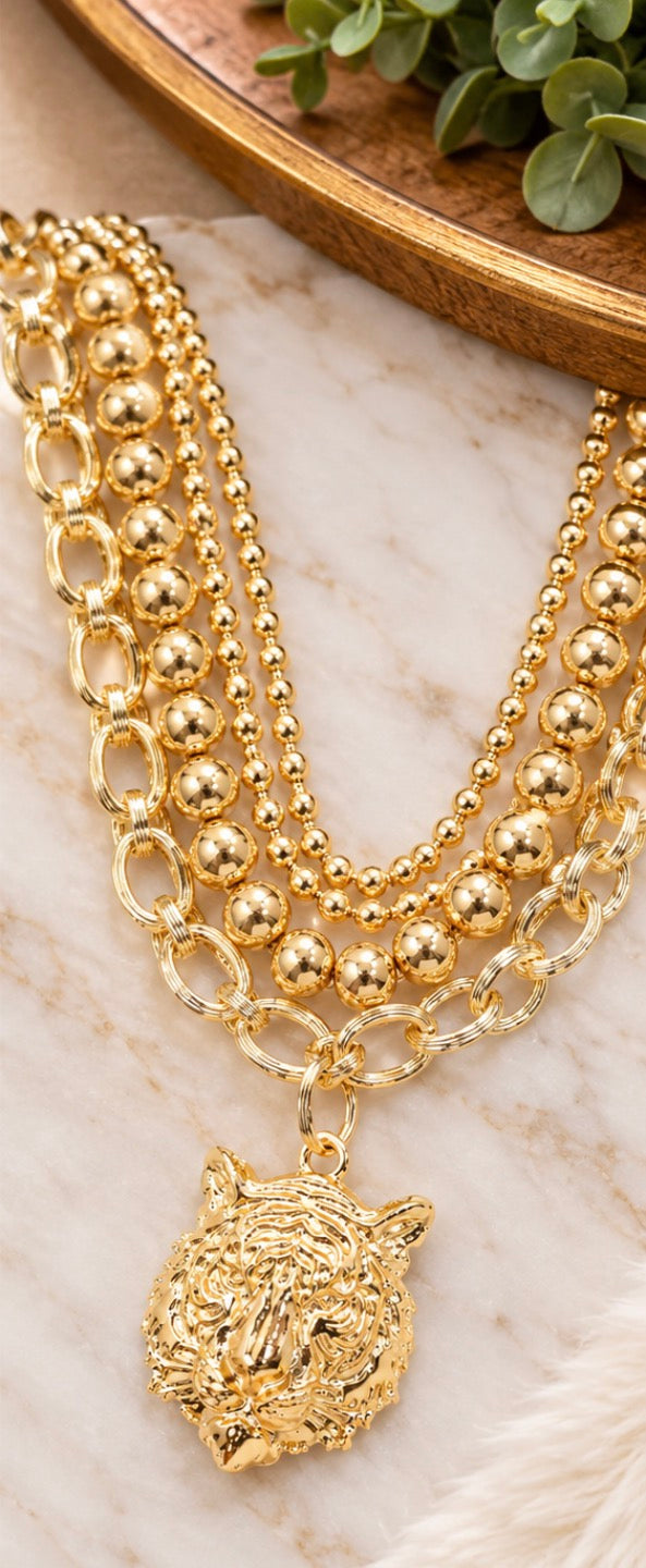 Gold Layered Tiger Necklace