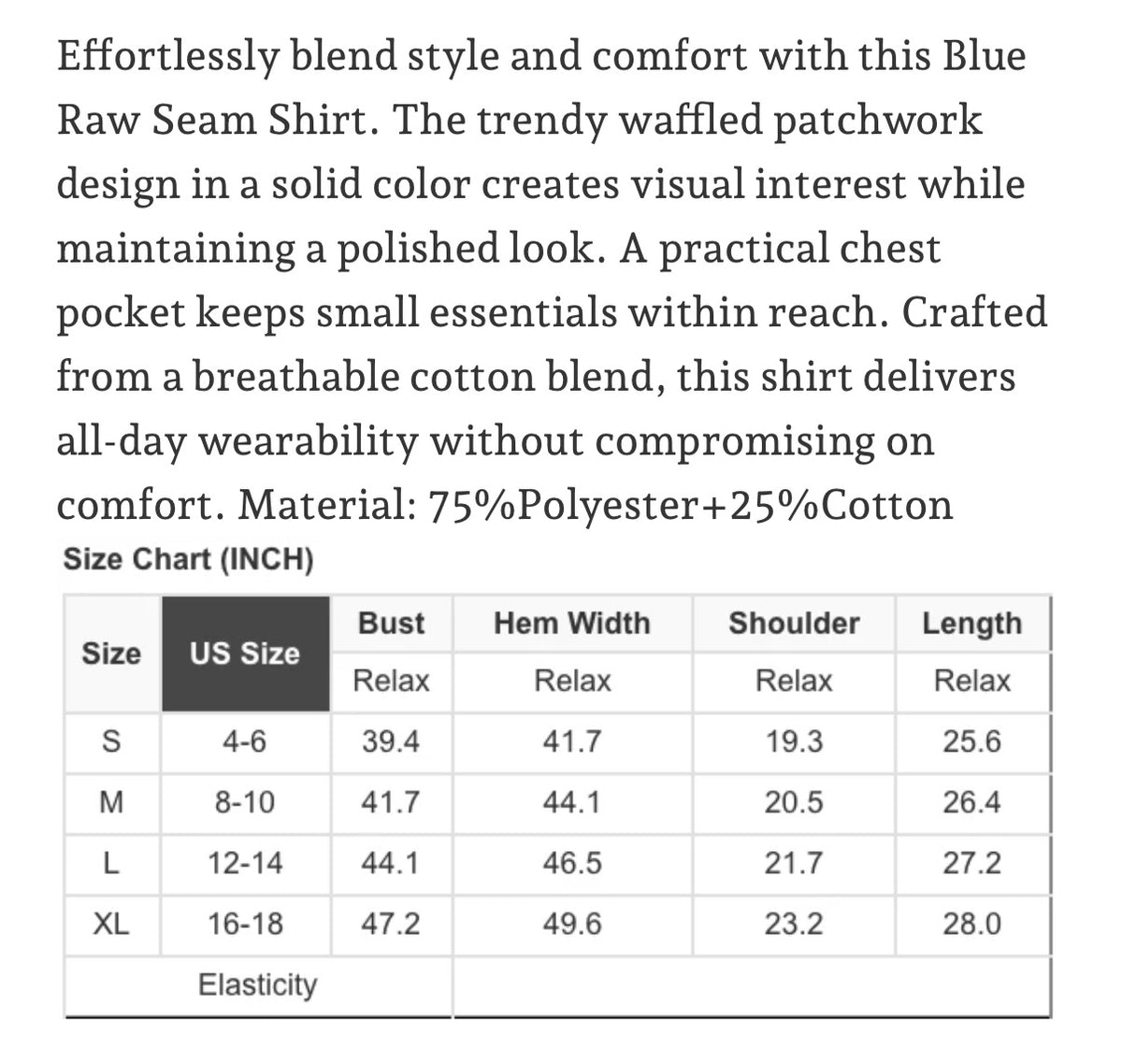 Blue Raw Seam Shirt