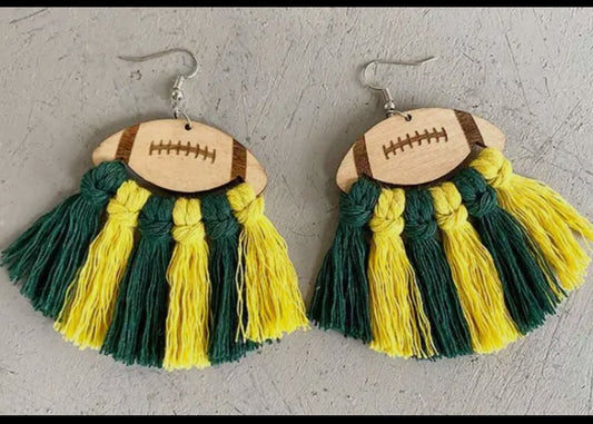 Green/Yellow fringe earrings