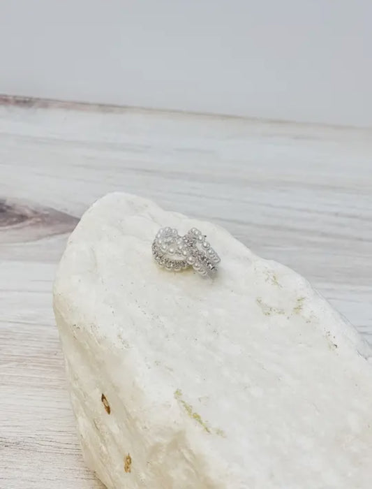 Pear & Rhinestone Mini Hoop Earrings