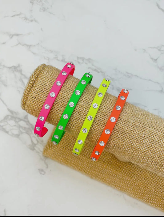 Neon Crystal Studded Cuff Bracelet
