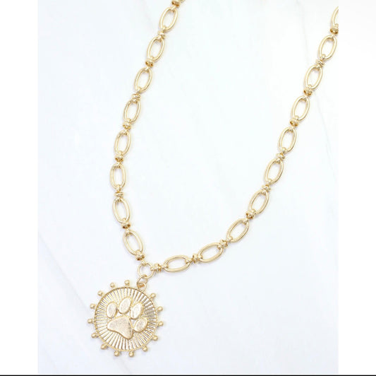 Paw Print Coin Necklace